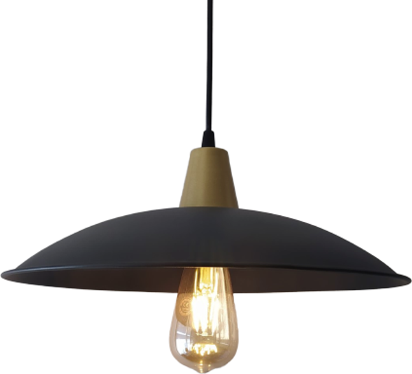 Retro Metal Sarkıt Avize Rustik Tekli Sarkıt Siyah Gold Askılı çap:30 cm - Image 1