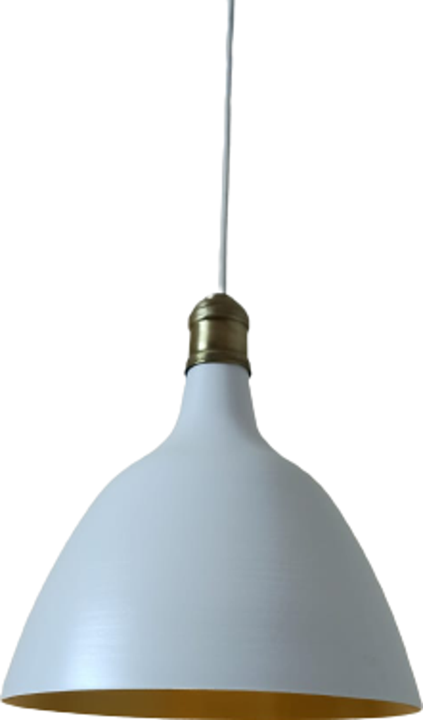 Retro Metal Dekoratif Beyaz İçi Gold Eskitme Duylu Tekli Sarkıt Avize çap:28 cm - Image 1