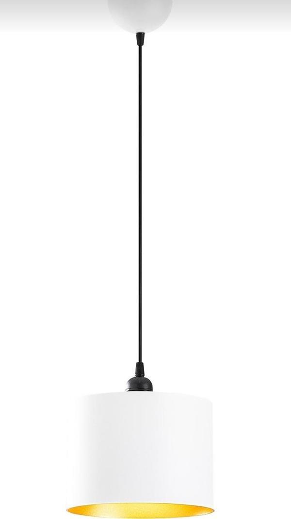 Retro Metal Dekoratif Beyaz İçi Gold Kafe Mutfak Tekli Sarkıt Avize Çap:20 cm - Image 1
