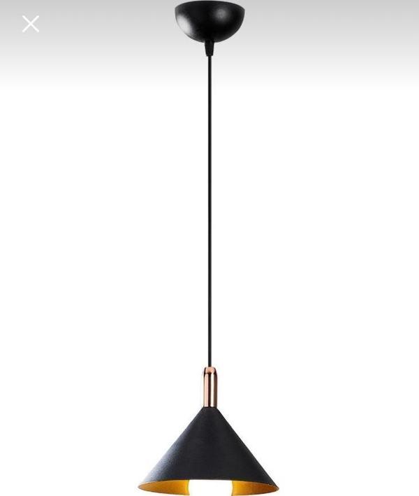 Dylight Derin Siyah Metal Dekoratif Tekli Rustik Sarkıt Avize Çap:22cm - Image 1