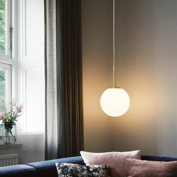 Rsylight Rustik Dekoratif Metal Modern Eskitme Kaplama Opal Camlı Tekli  Avize  - Image 1