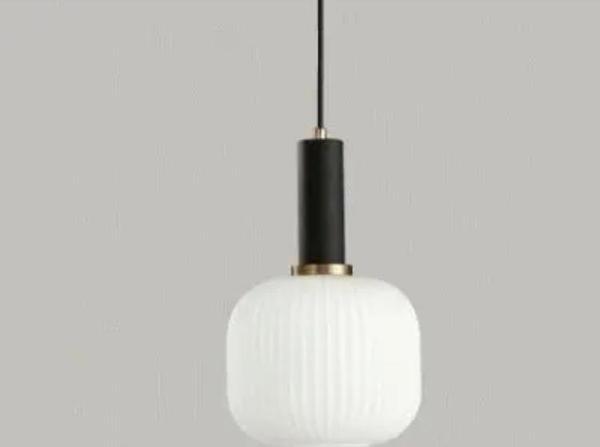 Rsylight Rustik Dekoratif Metal Modern Siyah Opal Beyaz Camlı Tekli  Avize  - Image 1
