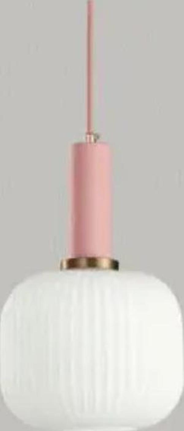 Rsylight Rustik Dekoratif Metal Modern Pudra Somon Opal Beyaz Camlı Tekli  Avize  - Image 1