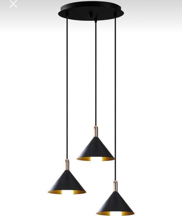 Dylight Derin Siyah Metal Dekoratif 3 lü Rustik Sarkıt Avize Çap:30 cm - Image 1