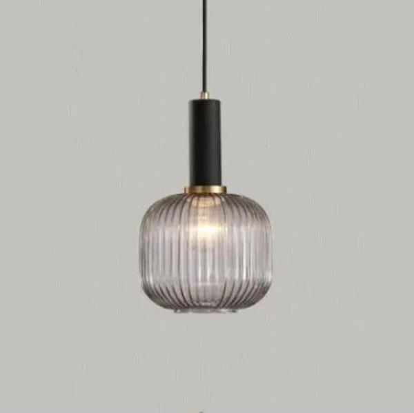 Rsylight Rustik Dekoratif Metal Modern Siyah Opal Füme Camlı Camlı Tekli  Avize  - Image 1