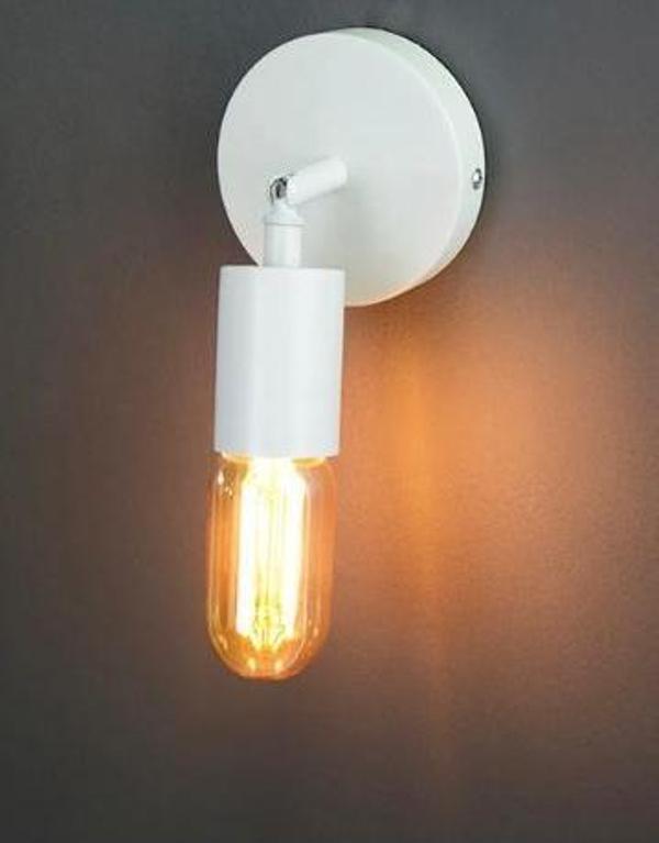 Rsylight Retro Beyaz Metal 180 Derece Mafsallı Dekoratif Rustik Aplik  - Image 1