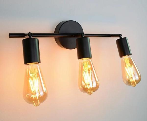 Rsylight Retro 3 Lü Siyah Metal 180 Derece Mafsallı Dekoratif Rustik Tavan Duvar Aplik  - Image 1