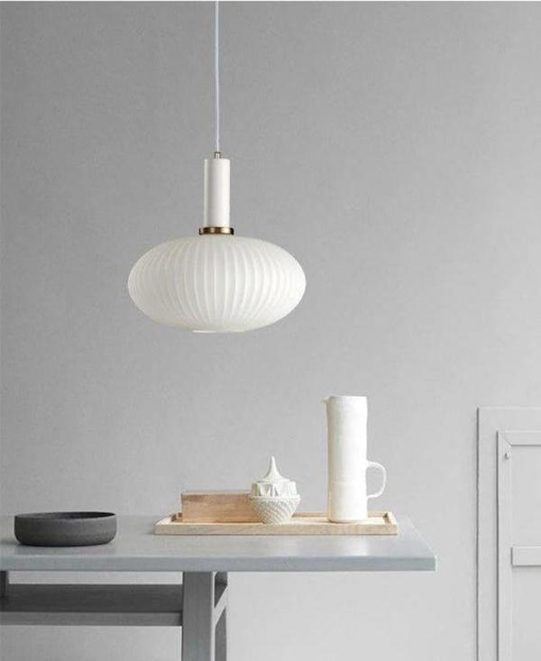 Rsylight Rustik Dekoratif Metal Modern Beyaz Opal  Camlı Tekli  Avize  - Image 1