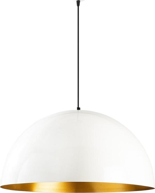 Dylight Retro Metal Dekotatif Beyaz İçi Gold Dekoratif Tekli Saklıt Avize Çap:40 cm - Image 1