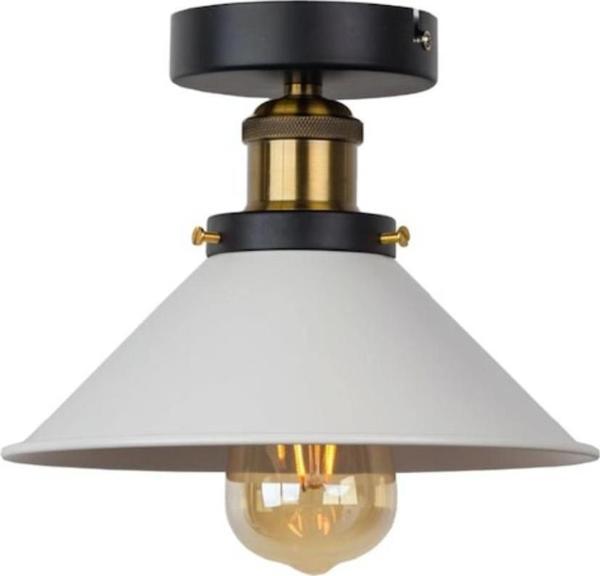 Dylight Retro Metal Dekoratif Siyah Tavan Plofyoner Beyaz Çap. 23 cm - Image 1