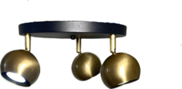 Rsylight Metal Modern 3 Lü Eskitme Kaplama Siyah Led Spot 180 Derece Hareketli Avize Beyaz Ampullü - Image 1