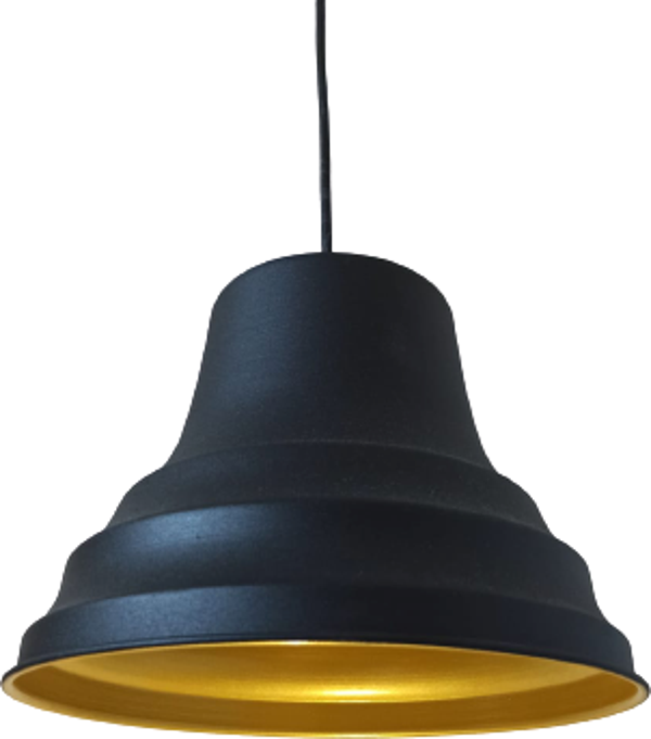 Dylight Retro Metal Dekoratif Sarkıt Avize Siyah İçi Gold Çap:27 cm - Image 1
