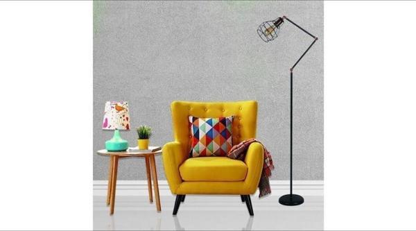 Rsylight Akrobatik Mafsallı Retro Rustik Kafesli Siyah Köşe Lambası Lambader  - Image 1