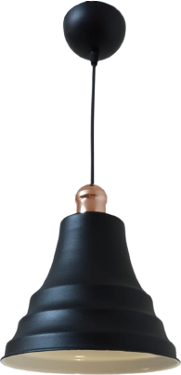Dylight Retro Metal Dekoratif Siyah İçi Beyaz Bakır Duylu Cafe Mutfak Tekli Sarkıt Aydınlatma Çap:23 Cm - Image 1