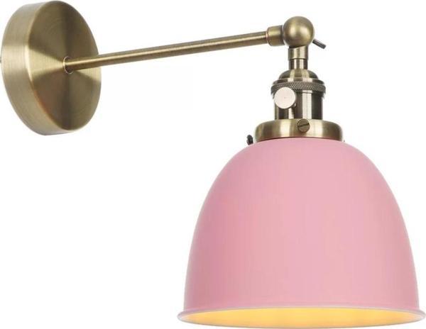 Dylight Retro Metal Dekoratif Mafsallı Pembe Duvar Aplik - Image 1