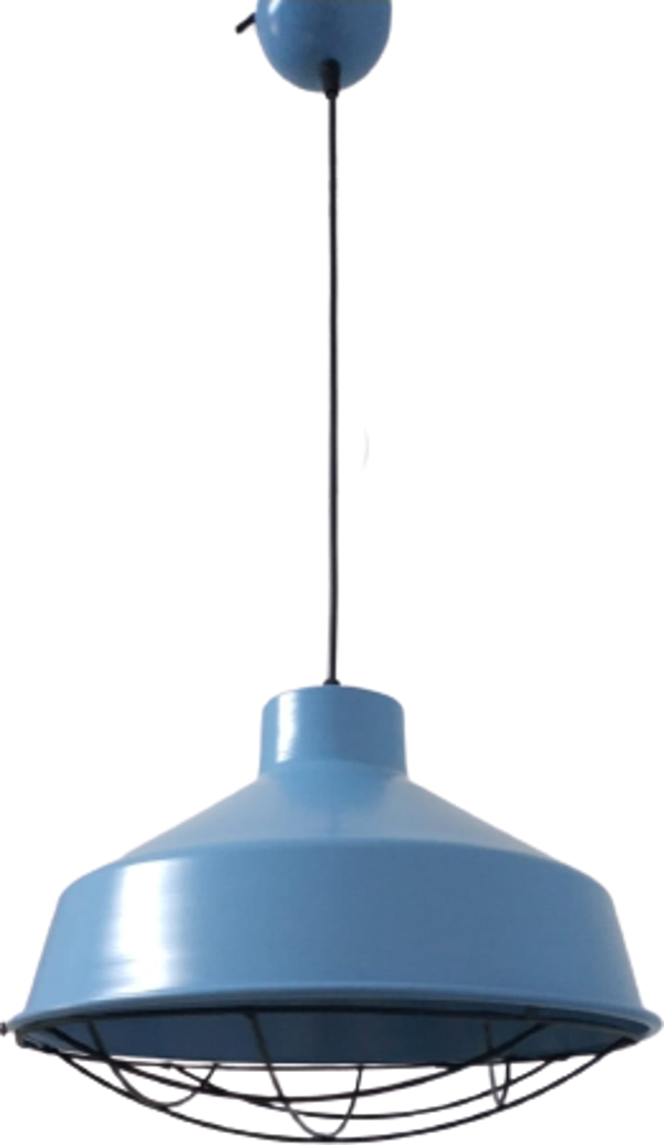 Retro Metal Mavi Dekoratif Tekli Kafesli Kafe Mutfak  Sarkıt Avize Çap:30 cm - Image 1