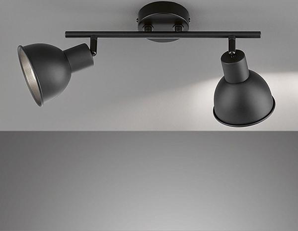 Rsylight Retro Rustik Metal 180 Derece Hareketli Siyah 2 Li Spot Avize - Image 1