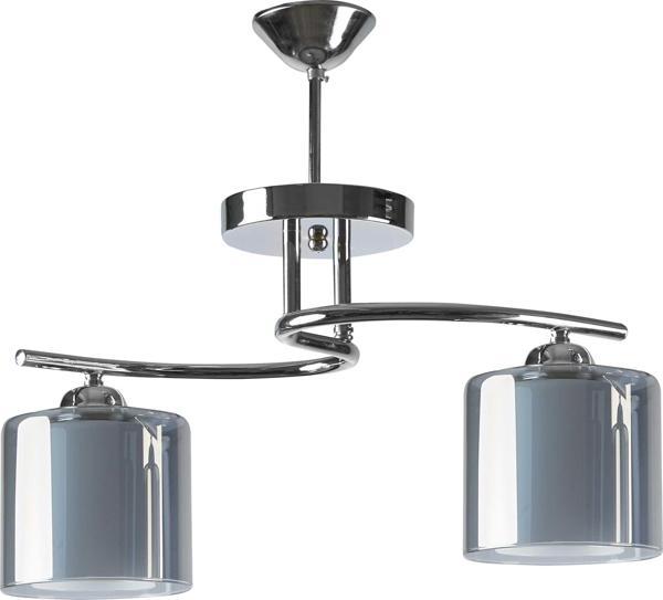 Modern Krom Füme Çift Camlı Dekoratif 2 Li Sarkıt Avize - Image 1