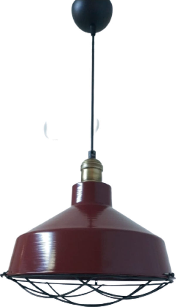 Retro Metal Bordo Eskitme Duylu Kafesli Ruktik Tekli Sarkıt Kafe Mutfak Aydınlatma Çap:30 cm - Image 1