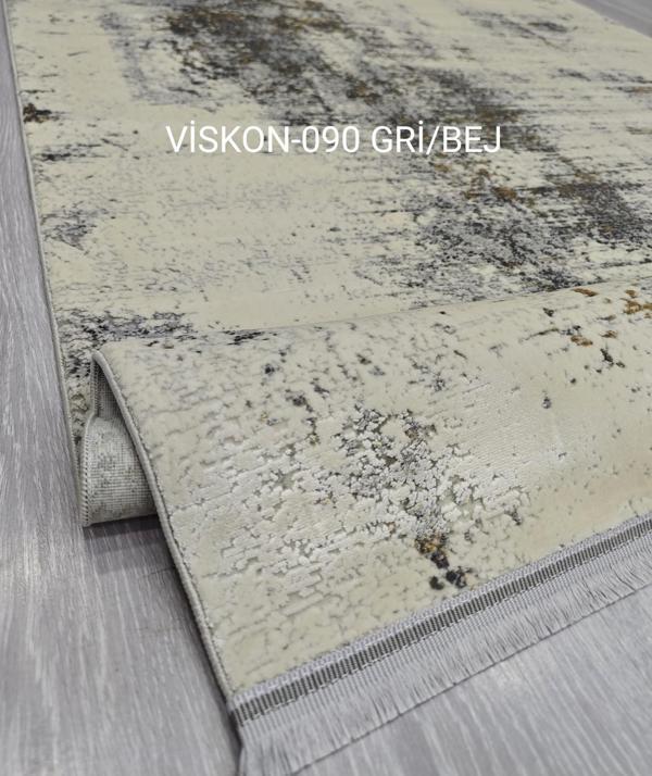 Decoser Viskon Koleksiyonu Viskon dokuma Bambu Halı DH090 Gri Bej - Image 1