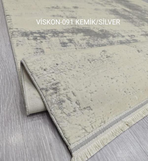 Decoser Viskon Koleksiyonu Viskon Akrilik dokuma Bambu Halı DH091 Kemik Gri - Image 1