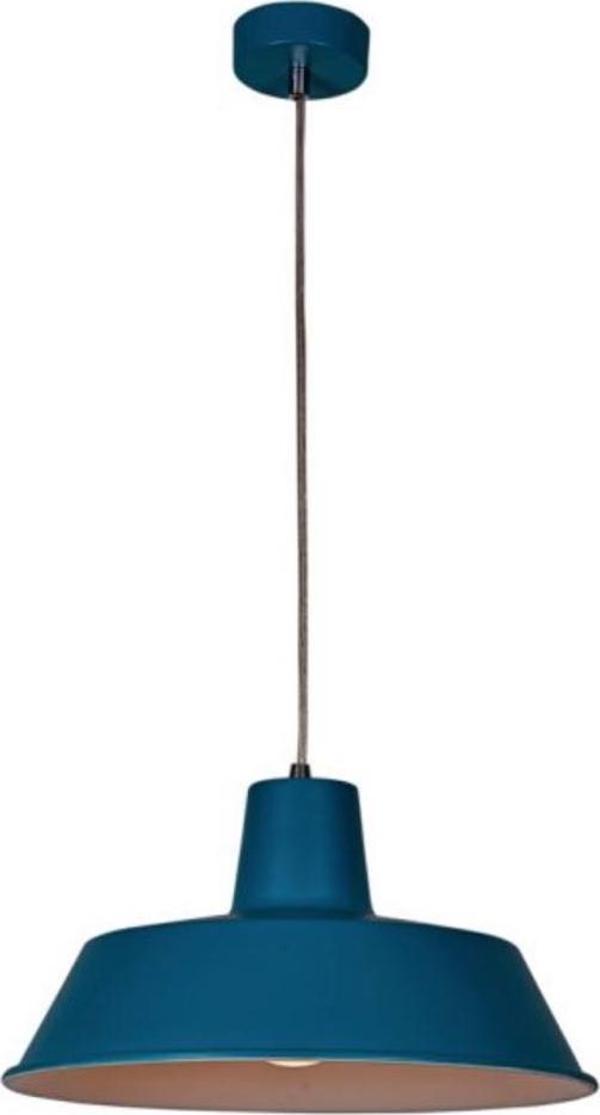Dylight Retro Mavi İçi Beyaz Tekli Dekoratif Kafe Murfak Aydınlatma Sarkıt Avize Çap:35 cm - Image 1