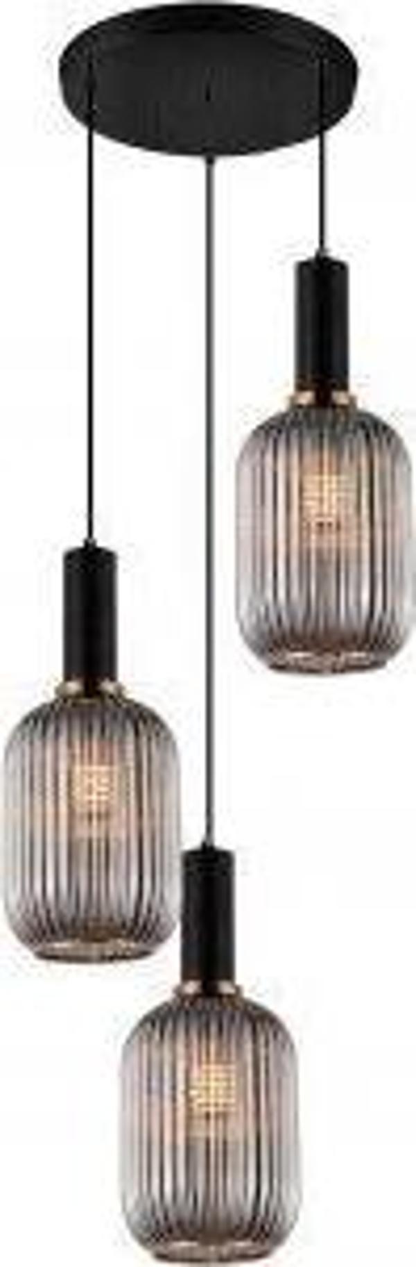 Rsylight Rustik Dekoratif Metal Modern Yuvarlak Siyah Bal Opal Camlı 3 lü Avize  - Image 1