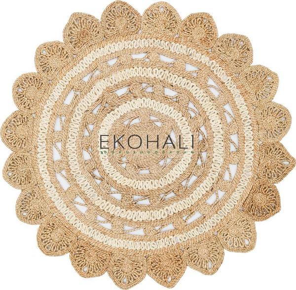 Solo Koleksiyonu Jüt ile üretilen el dokuma sisal kilim CA-105 Natural White XW - Image 1