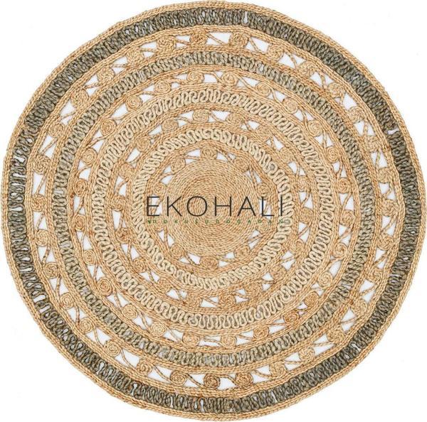 Solo Koleksiyonu Jüt ile üretilen el dokuma sisal kilim CA-106 Natural Grey Degrade XW - Image 1