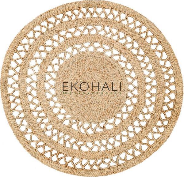 Solo Koleksiyonu Jüt ile üretilen el dokuma sisal kilim CA-107 Natural - Image 1