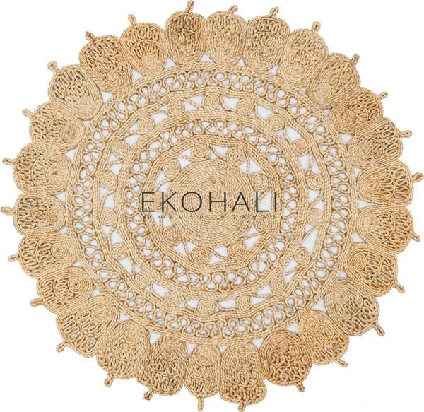 Solo Koleksiyonu Jüt ile üretilen el dokuma sisal kilim CA-108 Natural XW - Image 1