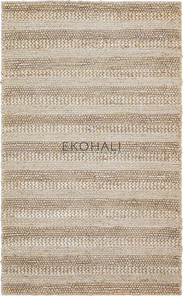 Netra Koleksiyonu Jüt ile üretilen el dokuma sisal kilim S-1410 Silver XW - Image 1