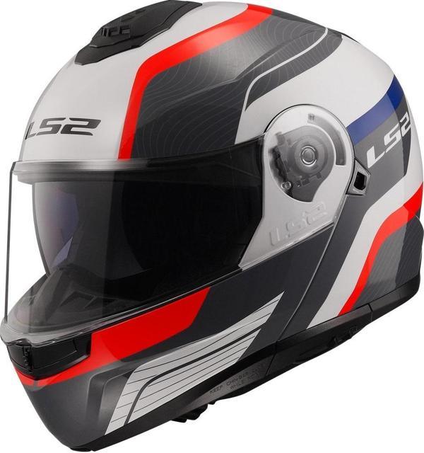 Ls2 Strobe 2 Çene Açılır Kask Monza Siyah Beyaz Kırmızı - Image 1