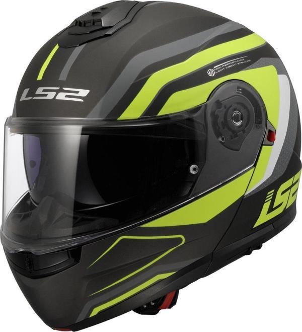 Ls2 Strobe 2 Çene Açılır Kask Phantom Mat Tıtanıum Neon Sarı - Image 1