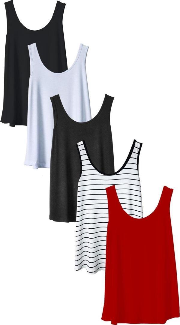 5 Adet A Kesim Pamuklu Kalın Askılı Atlet Tişört - Image 1