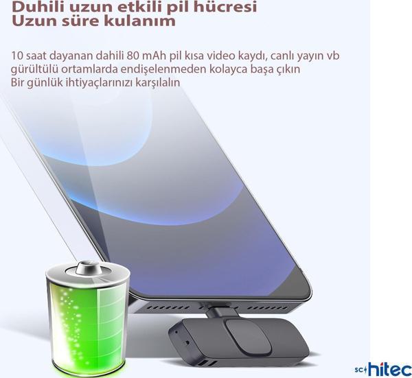 ScHitec K9 Type-C Çift Kablosuz Wireless HD Yaka Mikrofonu Siyah - Image 1