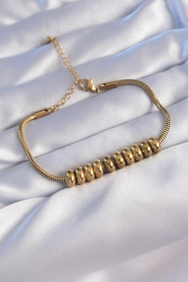 316L Çelik Gold Renk Oval Figürlü Bileklik - Image 1