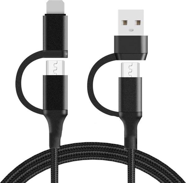 Winex 100W 4in1 Type-C - USB - Lightning - Type-C Çıkışlı Hızlı Data ve Şarj Kablosu Siyah - Image 1