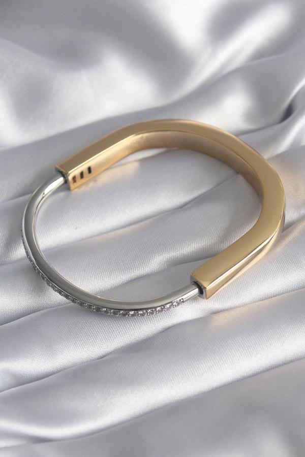 316L Çelik Gold Gümüş Renk Zirkon Taşlı VIP Seri Kadın Kelepçe - Image 1