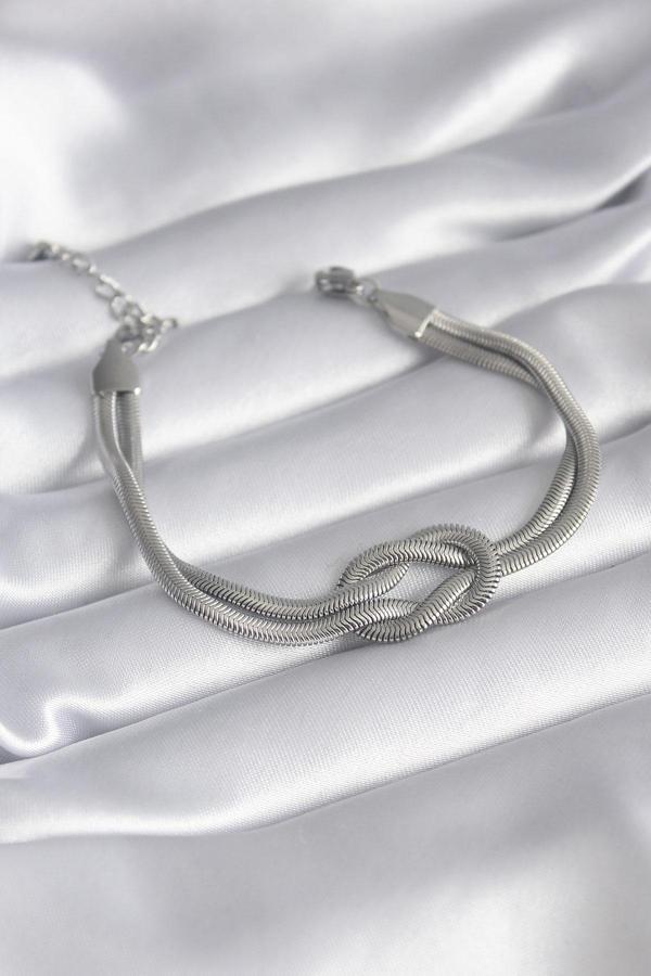 316L Çelik Çelik Gold Renk İtalyan Zincir Düğüm Model Kadın Bileklik - Image 1