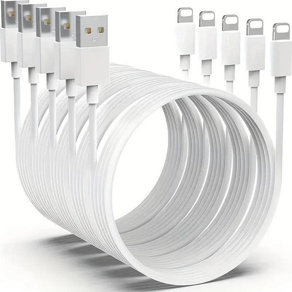 Winex 5 Adet 3A 45W İphone UsbA to Lightning 1m Hızlı Data ve Şarj Kablosu Beyaz - Image 1