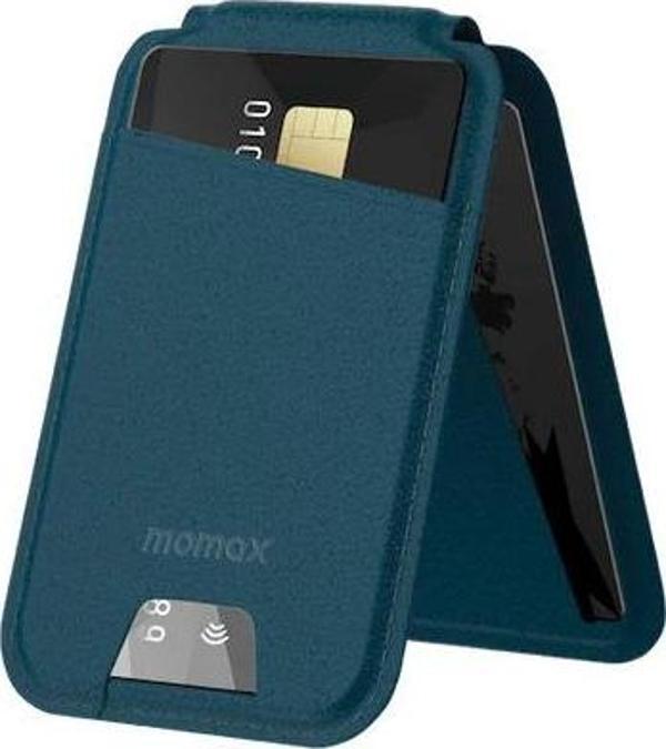 Momax Iphone - Cüzdan Manyetik Stand Kart Tutucu - Mavi - Image 1