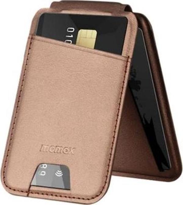 Momax Iphone - Cüzdan Manyetik Stand Kart Tutucu - Altın Rengi - Image 1