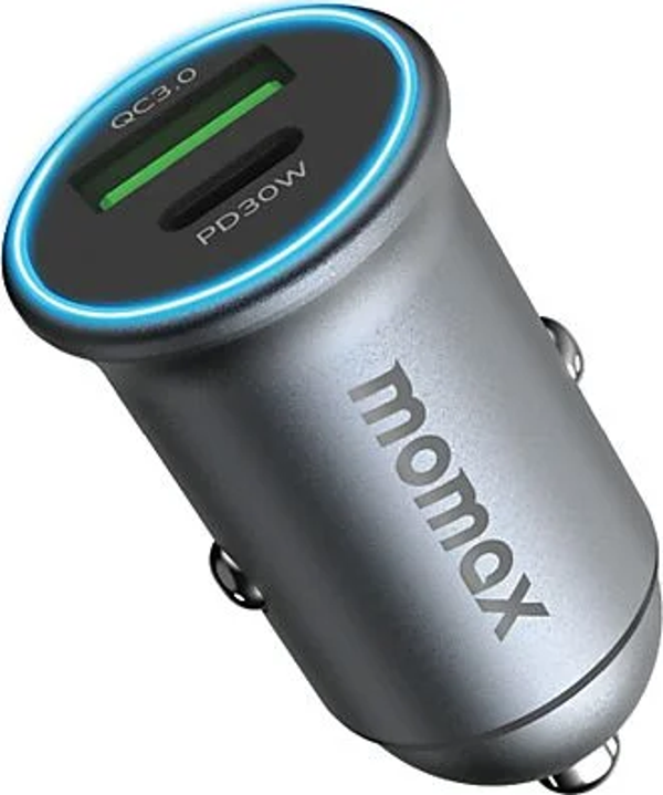 Momax UC18 30W Çift Çıkışlı Araç Şarj Aleti - UC18E Gri   - Image 1