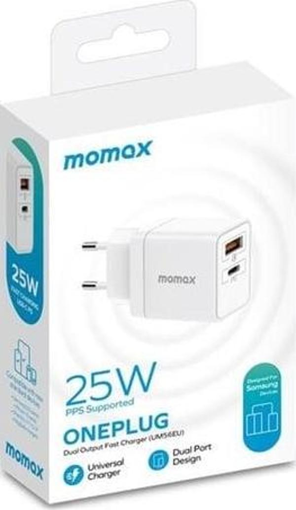 Momax OnePlug 25W Hızlı Şarj Usb-C Pd Adaptör Beyaz - Image 1