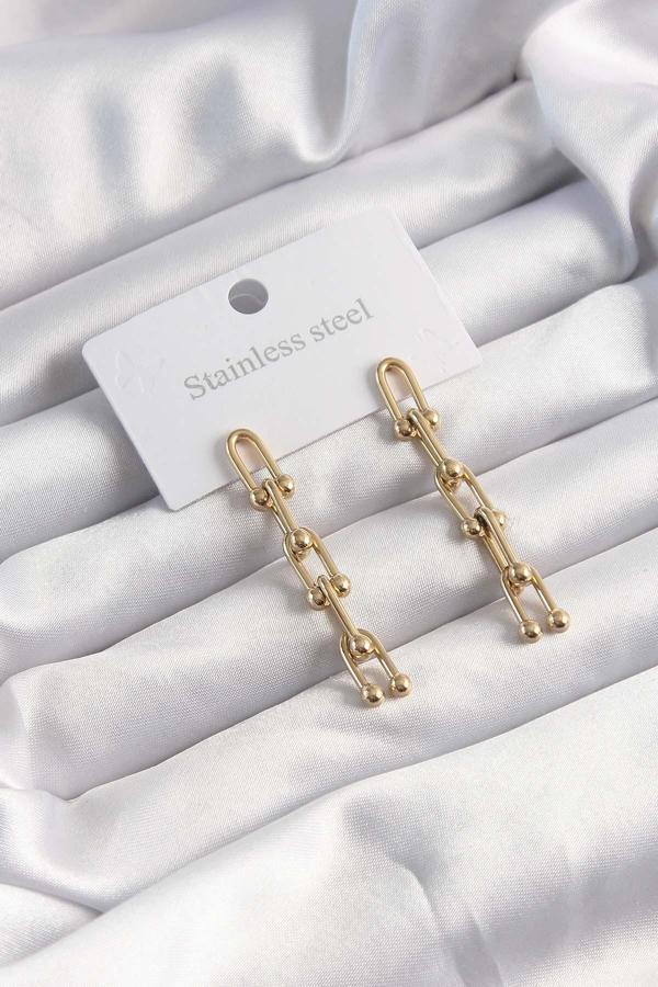 316L Çelik Altın Renk Sallantılı Model Küpe - Image 1