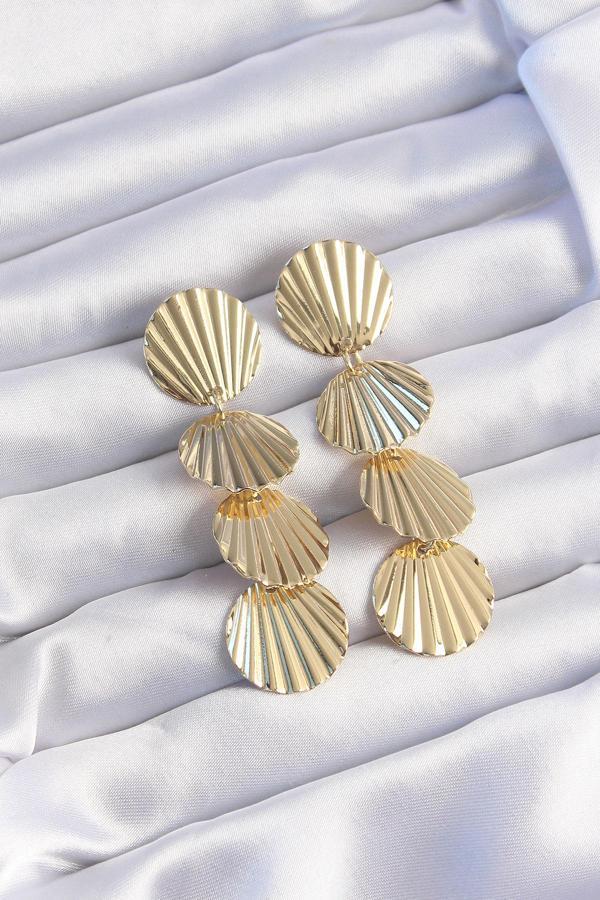 Pirinç Gold Renk Deniz Kabuğu Model Sallantılı Küpe - Image 1
