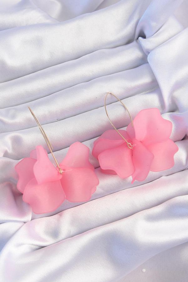 Pirinç Pembe Renkli Flora Küpe - Image 1