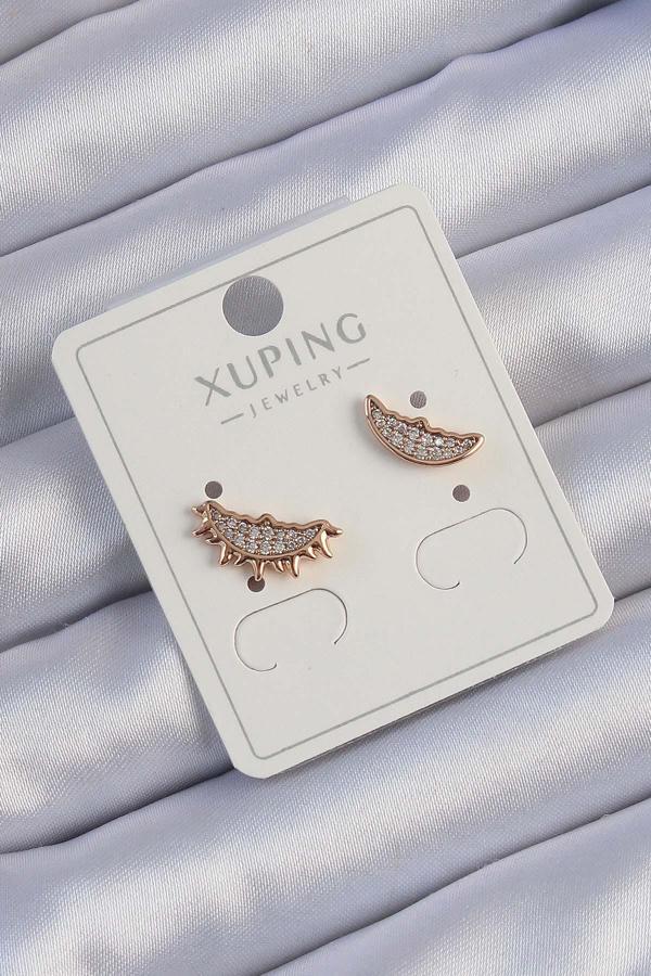 Xuping Rose Renk Zirkon Taşlı Ay ve Güneş Tasarımlı Küpe - Image 1