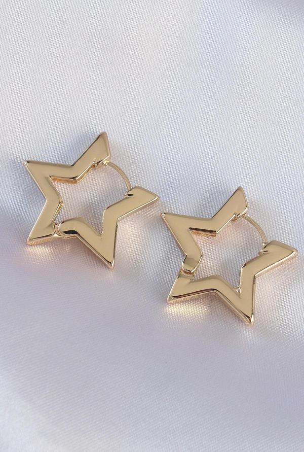 Pirinç Gold Renk Yıldız Küpe - Image 1